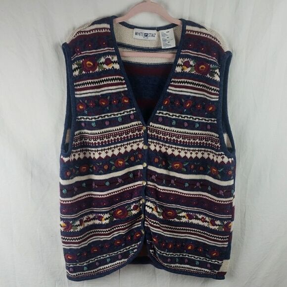 White Stag Jackets & Blazers - Vintage White Stag Women's 24W Floral Embroidered Vest